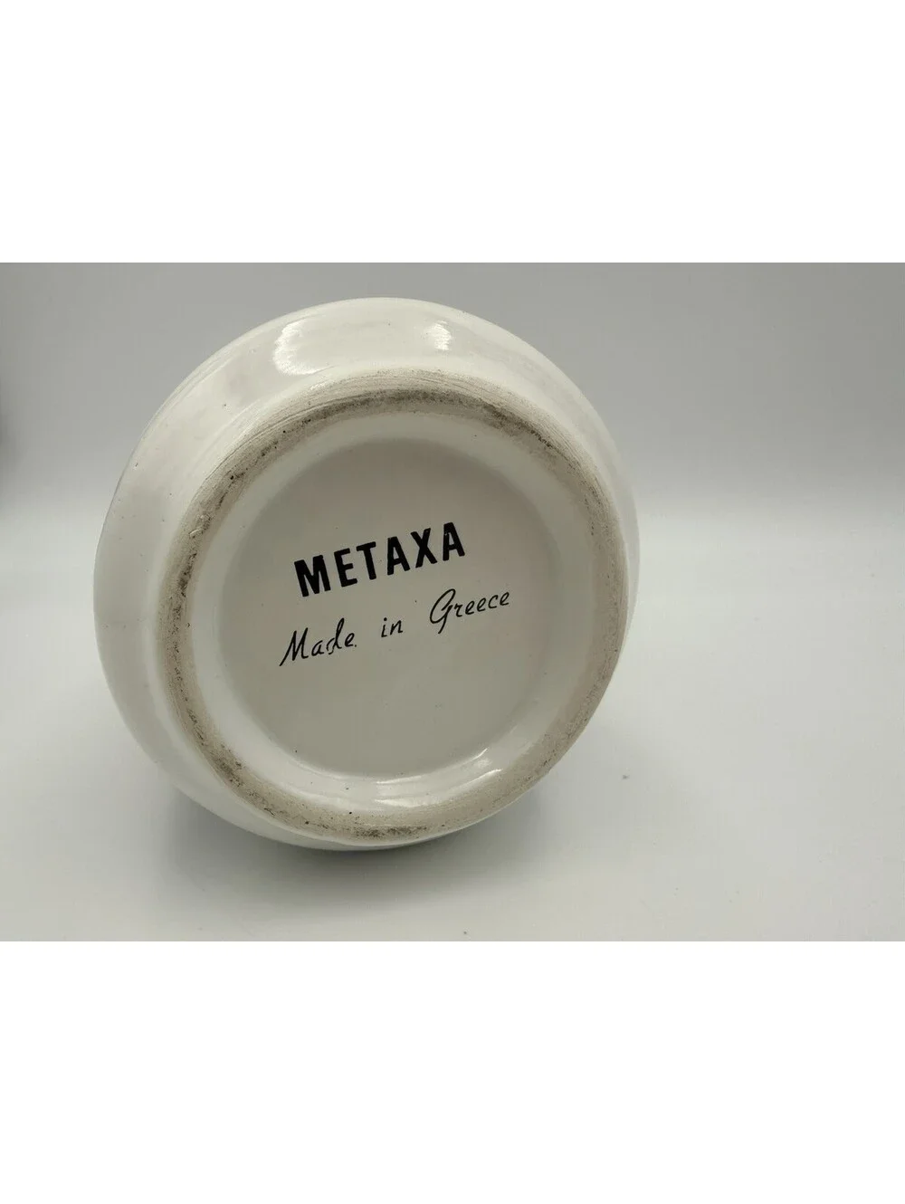 Vintage Metaxa Bottle Decanter Handmade Decorative Floral White Porcelain Greece